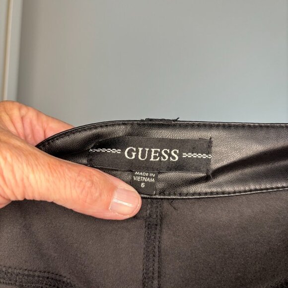 GUESS NEW Faux Leather Skinny Pants Womens 6 Black Zipper Pockets - Picture 5 of 7